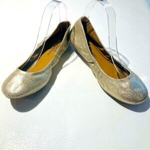 LUCKY BRAND Sz 8 Gold Ballet Elasticized Sides for Comfort Fit Slip On Flats NWT
